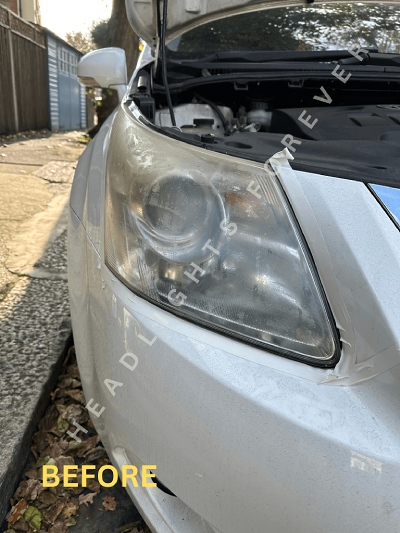 Toyota Prius headlight before restoration